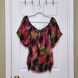 Faith 21 Women's Silky Off the Shoulders Bubble Top ~ Multicolor ~ Size XL ~